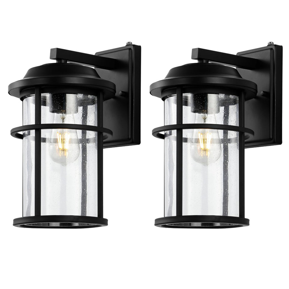 Safavieh CIANNA, Set of 2 Elegant 9.5-Inch Matte Black Outdoor Wall Sconces for Modern Curb Appeal & Ambiance PLT4017A-SET2