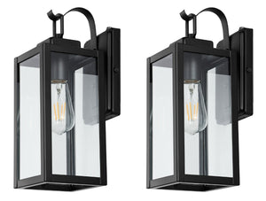 Safavieh CLEMENS, Modern Matte Black Outdoor Wall Sconce Set of 2 - Durable Illumination for Entryways & Patios PLT4018A-SET2