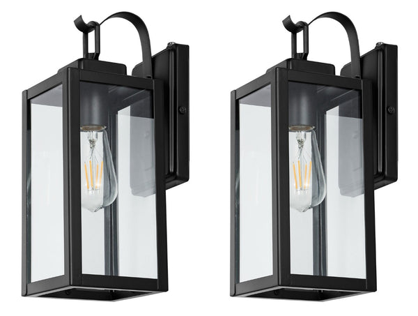 Safavieh CLEMENS, Modern Matte Black Outdoor Wall Sconce Set of 2 - Durable Illumination for Entryways & Patios PLT4018A-SET2