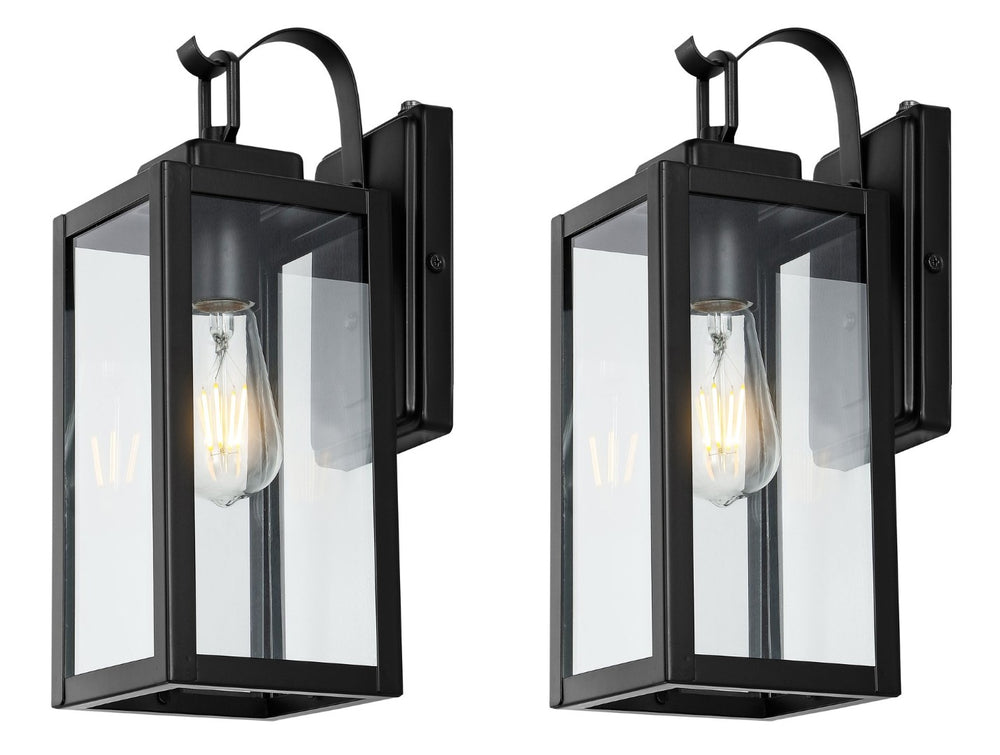 Safavieh CLEMENS, Modern Matte Black Outdoor Wall Sconce Set of 2 - Durable Illumination for Entryways & Patios PLT4018A-SET2