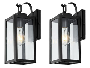 Safavieh CLEMENS, Modern Matte Black Outdoor Wall Sconce Set of 2 - Durable Illumination for Entryways & Patios PLT4018A-SET2