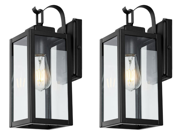 Safavieh CLEMENS, Modern Matte Black Outdoor Wall Sconce Set of 2 - Durable Illumination for Entryways & Patios PLT4018A-SET2