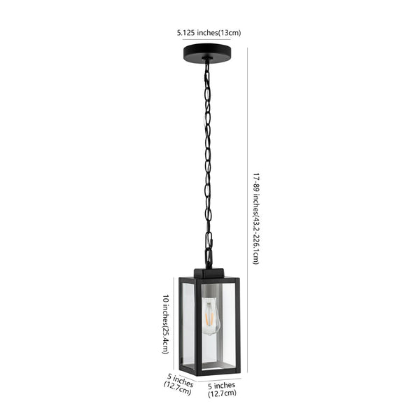 Safavieh CLEMENS, 5-Inch Matte Black Iron Extendable Pendant Light for Stylish Outdoor Spaces & Patios PLT4019A