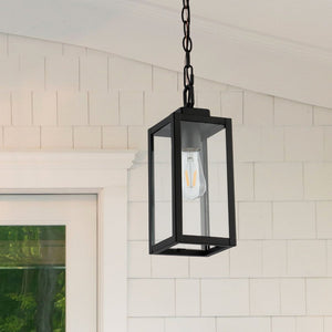 Safavieh CLEMENS, 5-Inch Matte Black Iron Extendable Pendant Light for Stylish Outdoor Spaces & Patios PLT4019A