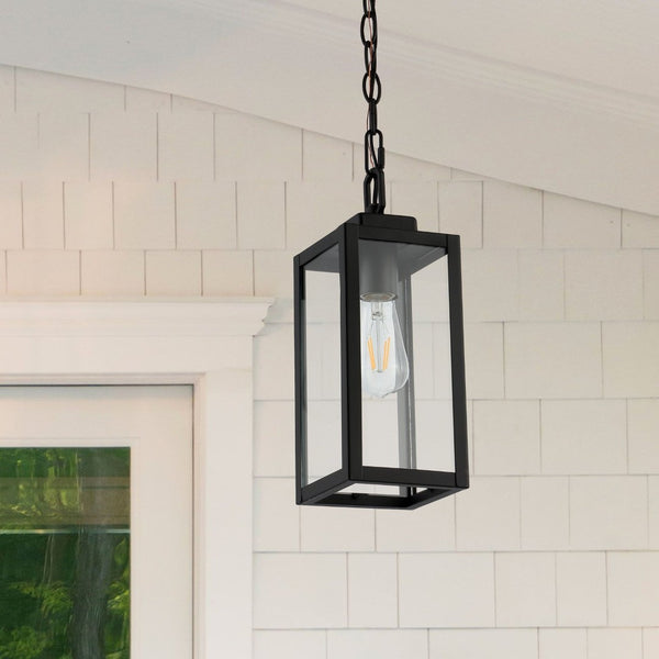 Safavieh CLEMENS, 5-Inch Matte Black Iron Extendable Pendant Light for Stylish Outdoor Spaces & Patios PLT4019A