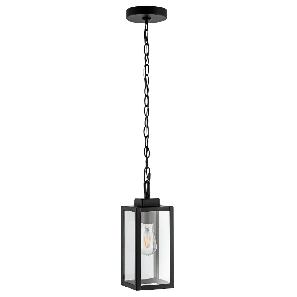 Safavieh CLEMENS, 5-Inch Matte Black Iron Extendable Pendant Light for Stylish Outdoor Spaces & Patios PLT4019A