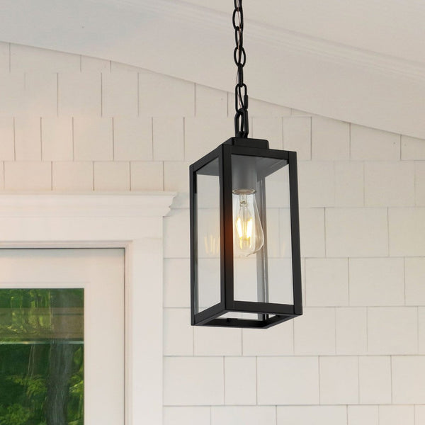 Safavieh CLEMENS, 5-Inch Matte Black Iron Extendable Pendant Light for Stylish Outdoor Spaces & Patios PLT4019A