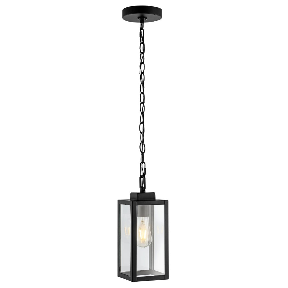 Safavieh CLEMENS, 5-Inch Matte Black Iron Extendable Pendant Light for Stylish Outdoor Spaces & Patios PLT4019A