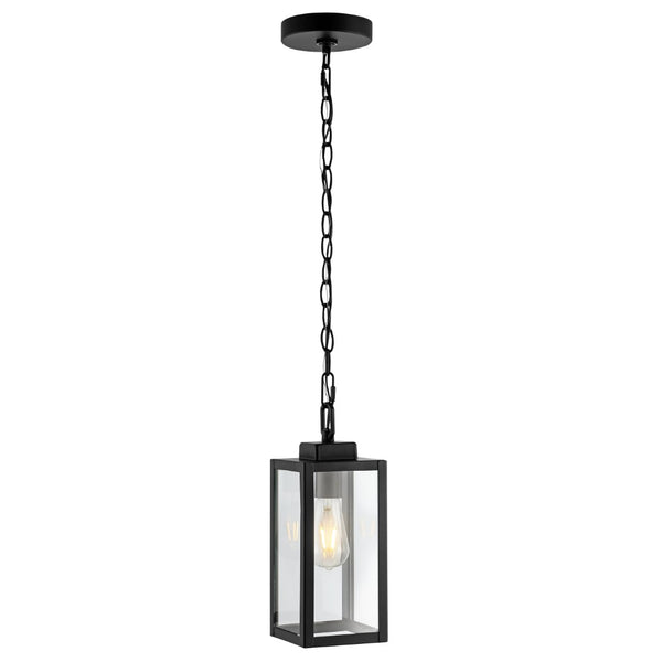 Safavieh CLEMENS, 5-Inch Matte Black Iron Extendable Pendant Light for Stylish Outdoor Spaces & Patios PLT4019A