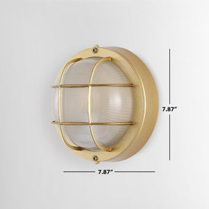 Safavieh ELSON, Elegant Gold Outdoor Wall Sconce Set of 2 – Durable Iron & Glass for Patios and Gardens PLT4022A-SET2