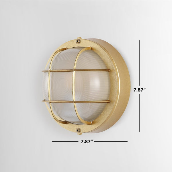 Safavieh ELSON, Elegant Gold Outdoor Wall Sconce Set of 2 – Durable Iron & Glass for Patios and Gardens PLT4022A-SET2