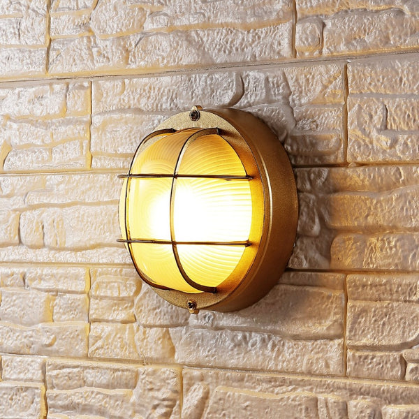 Safavieh ELSON, Elegant Gold Outdoor Wall Sconce Set of 2 – Durable Iron & Glass for Patios and Gardens PLT4022A-SET2