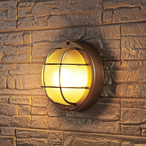 Safavieh ELSON, Elegant Gold Outdoor Wall Sconce Set of 2 – Durable Iron & Glass for Patios and Gardens PLT4022A-SET2
