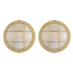 Safavieh ELSON, Elegant Gold Outdoor Wall Sconce Set of 2 – Durable Iron & Glass for Patios and Gardens PLT4022A-SET2