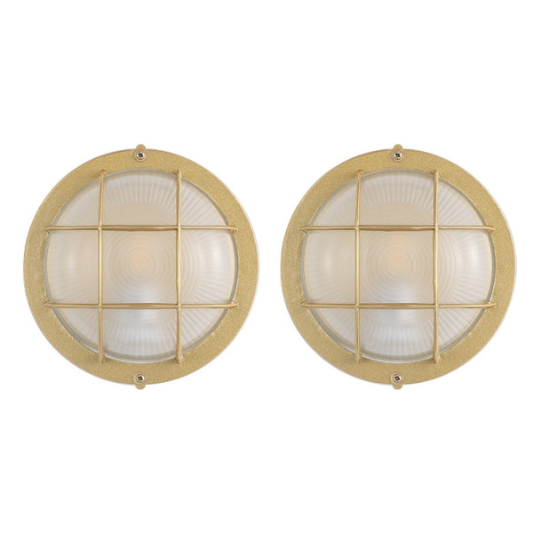 Safavieh ELSON, Elegant Gold Outdoor Wall Sconce Set of 2 – Durable Iron & Glass for Patios and Gardens PLT4022A-SET2