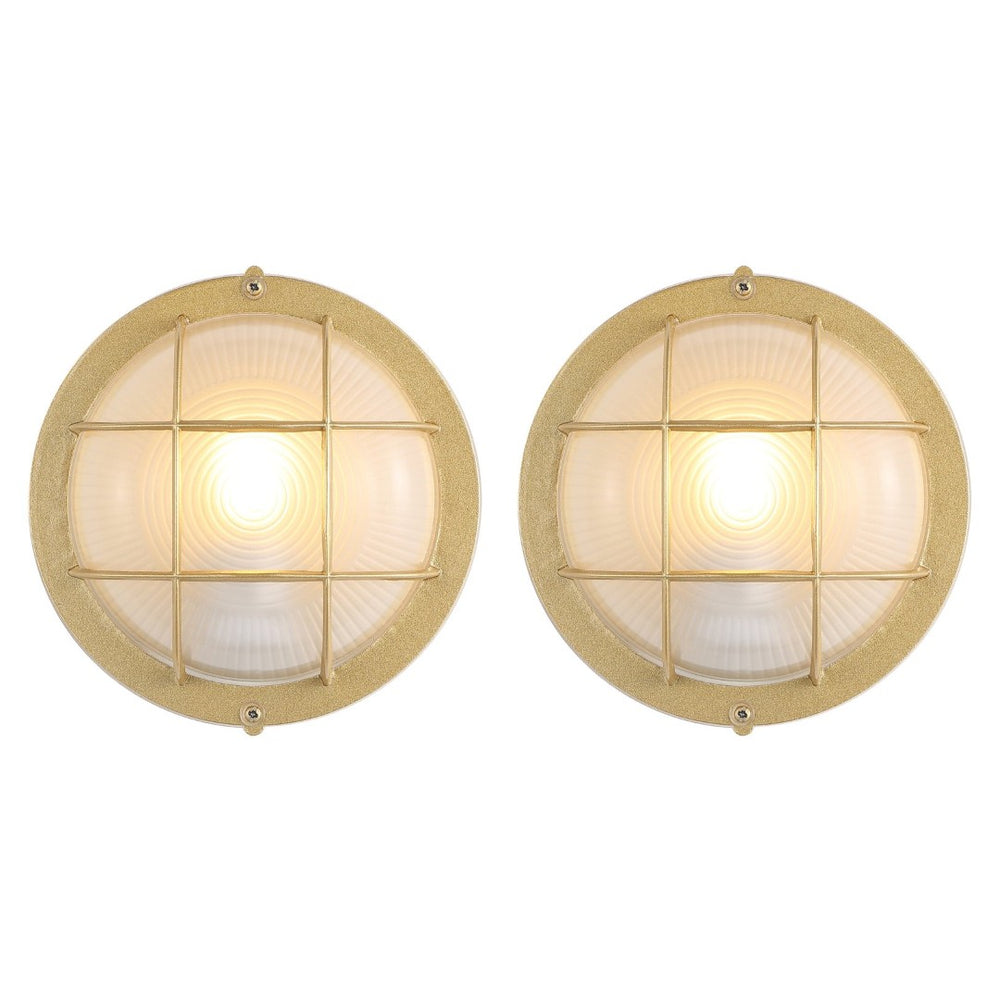 Safavieh ELSON, Elegant Gold Outdoor Wall Sconce Set of 2 – Durable Iron & Glass for Patios and Gardens PLT4022A-SET2