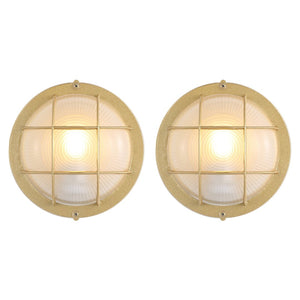 Safavieh ELSON, Elegant Gold Outdoor Wall Sconce Set of 2 – Durable Iron & Glass for Patios and Gardens PLT4022A-SET2