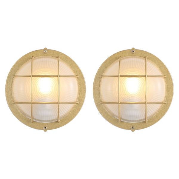 Safavieh ELSON, Elegant Gold Outdoor Wall Sconce Set of 2 – Durable Iron & Glass for Patios and Gardens PLT4022A-SET2