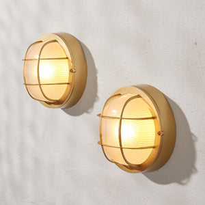 Safavieh ELSON, Elegant Gold Outdoor Wall Sconce Set of 2 – Durable Iron & Glass for Patios and Gardens PLT4022A-SET2
