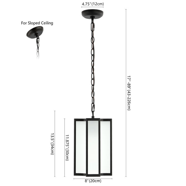 Safavieh HYLA, 8-Inch Extendable Black Iron/Glass Outdoor Pendant for Elegant Ambiance & Custom Height PLT4024A