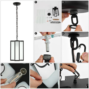 Safavieh HYLA, 8-Inch Extendable Black Iron/Glass Outdoor Pendant for Elegant Ambiance & Custom Height PLT4024A