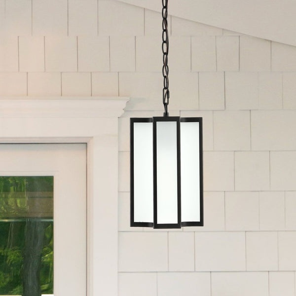 Safavieh HYLA, 8-Inch Extendable Black Iron/Glass Outdoor Pendant for Elegant Ambiance & Custom Height PLT4024A