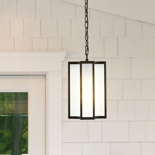 Safavieh HYLA, 8-Inch Extendable Black Iron/Glass Outdoor Pendant for Elegant Ambiance & Custom Height PLT4024A