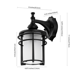 Safavieh ADISYN, Set of 2, 8-Inch Black Outdoor Wall Sconces for Stylish Entryways and Patios, Weather-Resistant PLT4025A-SET2