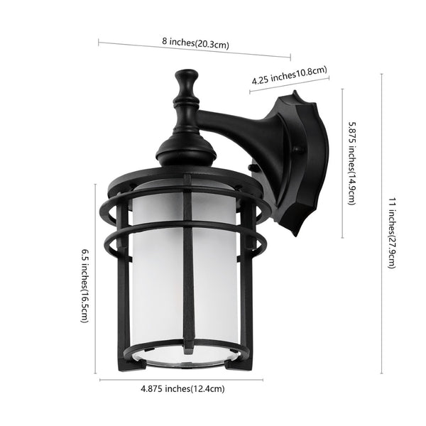 Safavieh ADISYN, Set of 2, 8-Inch Black Outdoor Wall Sconces for Stylish Entryways and Patios, Weather-Resistant PLT4025A-SET2