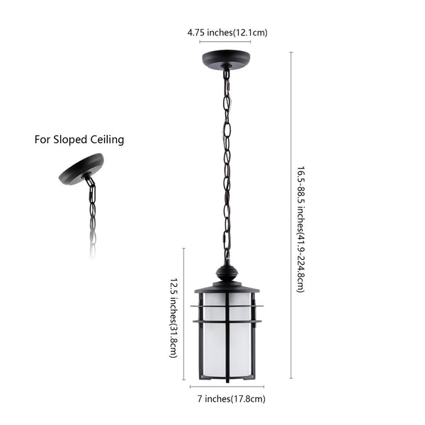 Safavieh ADISYN, 7-Inch Extendable Black Outdoor Pendant Light - Durable Iron & Glass for Modern Spaces PLT4026A