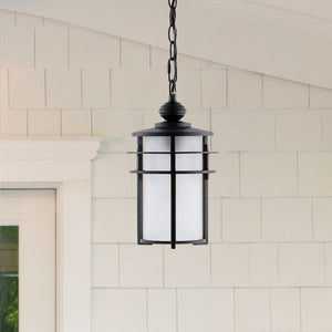 Safavieh ADISYN, 7-Inch Extendable Black Outdoor Pendant Light - Durable Iron & Glass for Modern Spaces PLT4026A