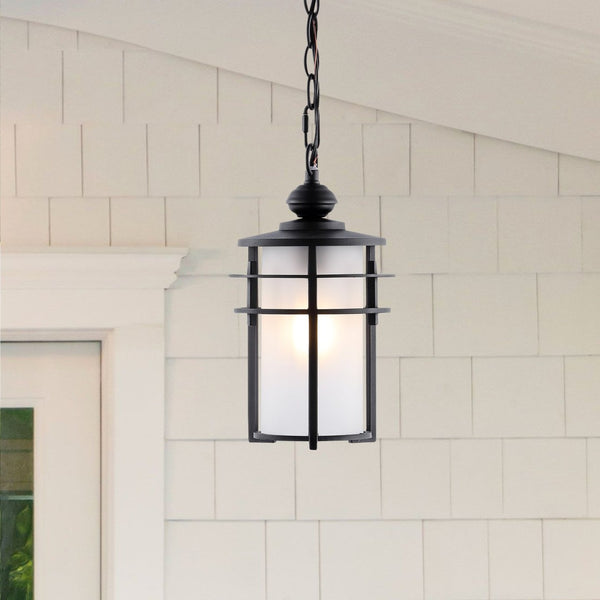 Safavieh ADISYN, 7-Inch Extendable Black Outdoor Pendant Light - Durable Iron & Glass for Modern Spaces PLT4026A