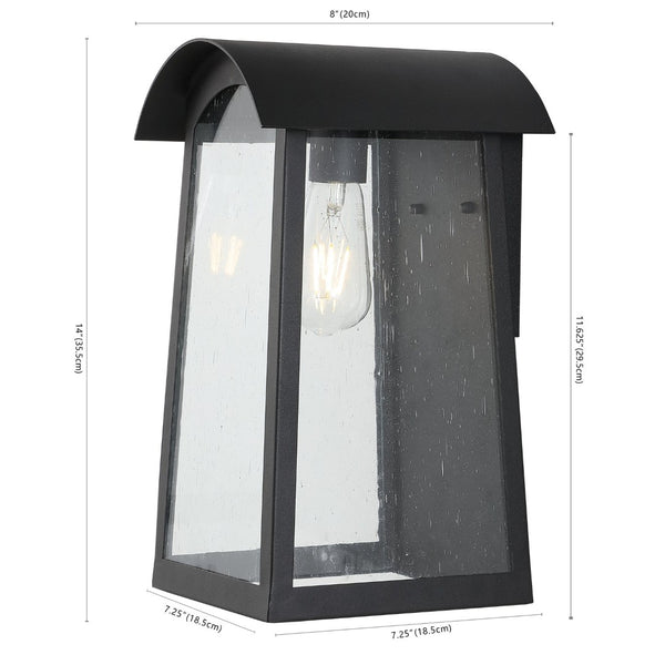 Safavieh ADALAI, 8-Inch Black Iron & Glass Outdoor Wall Sconce for Elegant Illumination and Curb Appeal PLT4027A