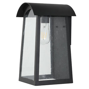 Safavieh ADALAI, 8-Inch Black Iron & Glass Outdoor Wall Sconce for Elegant Illumination and Curb Appeal PLT4027A