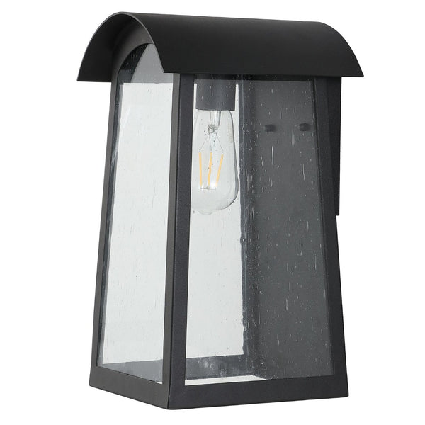 Safavieh ADALAI, 8-Inch Black Iron & Glass Outdoor Wall Sconce for Elegant Illumination and Curb Appeal PLT4027A