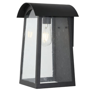 Safavieh ADALAI, 8-Inch Black Iron & Glass Outdoor Wall Sconce for Elegant Illumination and Curb Appeal PLT4027A