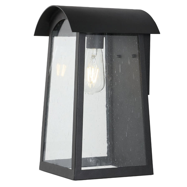 Safavieh ADALAI, 8-Inch Black Iron & Glass Outdoor Wall Sconce for Elegant Illumination and Curb Appeal PLT4027A