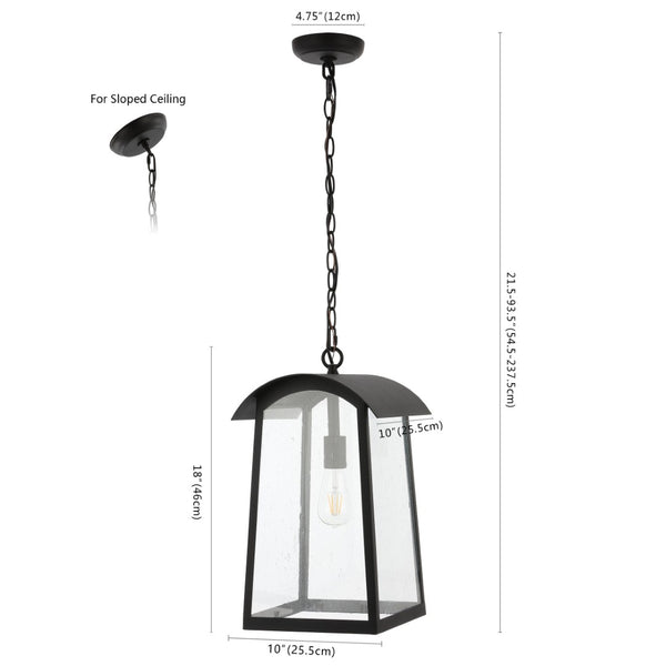 Safavieh ADALAI, 10-Inch Black Iron/Glass Pendant Light - Stylish, Adjustable & Weather-Resistant Outdoor Illumination PLT4028A