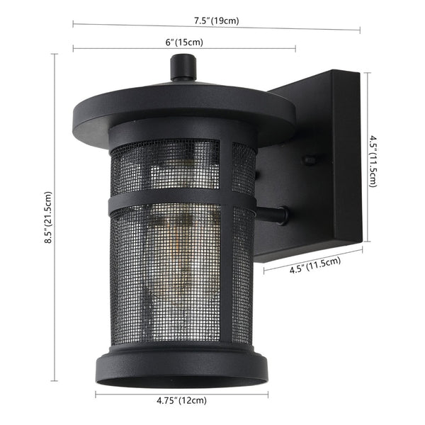 Safavieh OSPREY, Set of 2, 7.5 Inch Black Iron & Glass Outdoor Wall Sconces for Modern Entryway Illumination PLT4029A-SET2