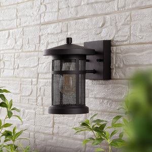 Safavieh OSPREY, Set of 2, 7.5 Inch Black Iron & Glass Outdoor Wall Sconces for Modern Entryway Illumination PLT4029A-SET2