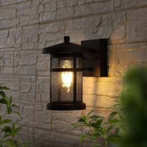 Safavieh OSPREY, Set of 2, 7.5 Inch Black Iron & Glass Outdoor Wall Sconces for Modern Entryway Illumination PLT4029A-SET2