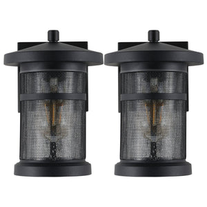 Safavieh OSPREY, Set of 2, 7.5 Inch Black Iron & Glass Outdoor Wall Sconces for Modern Entryway Illumination PLT4029A-SET2
