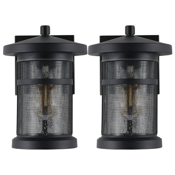 Safavieh OSPREY, Set of 2, 7.5 Inch Black Iron & Glass Outdoor Wall Sconces for Modern Entryway Illumination PLT4029A-SET2