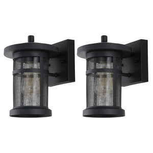 Safavieh OSPREY, Set of 2, 7.5 Inch Black Iron & Glass Outdoor Wall Sconces for Modern Entryway Illumination PLT4029A-SET2