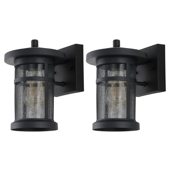 Safavieh OSPREY, Set of 2, 7.5 Inch Black Iron & Glass Outdoor Wall Sconces for Modern Entryway Illumination PLT4029A-SET2