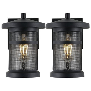 Safavieh OSPREY, Set of 2, 7.5 Inch Black Iron & Glass Outdoor Wall Sconces for Modern Entryway Illumination PLT4029A-SET2
