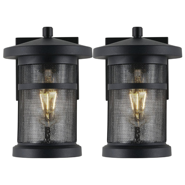 Safavieh OSPREY, Set of 2, 7.5 Inch Black Iron & Glass Outdoor Wall Sconces for Modern Entryway Illumination PLT4029A-SET2
