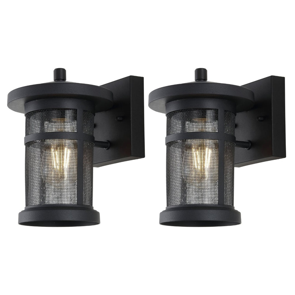 Safavieh OSPREY, Set of 2, 7.5 Inch Black Iron & Glass Outdoor Wall Sconces for Modern Entryway Illumination PLT4029A-SET2