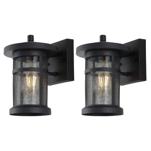 Safavieh OSPREY, Set of 2, 7.5 Inch Black Iron & Glass Outdoor Wall Sconces for Modern Entryway Illumination PLT4029A-SET2