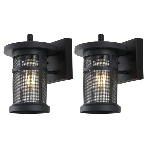 Safavieh OSPREY, Set of 2, 7.5 Inch Black Iron & Glass Outdoor Wall Sconces for Modern Entryway Illumination PLT4029A-SET2